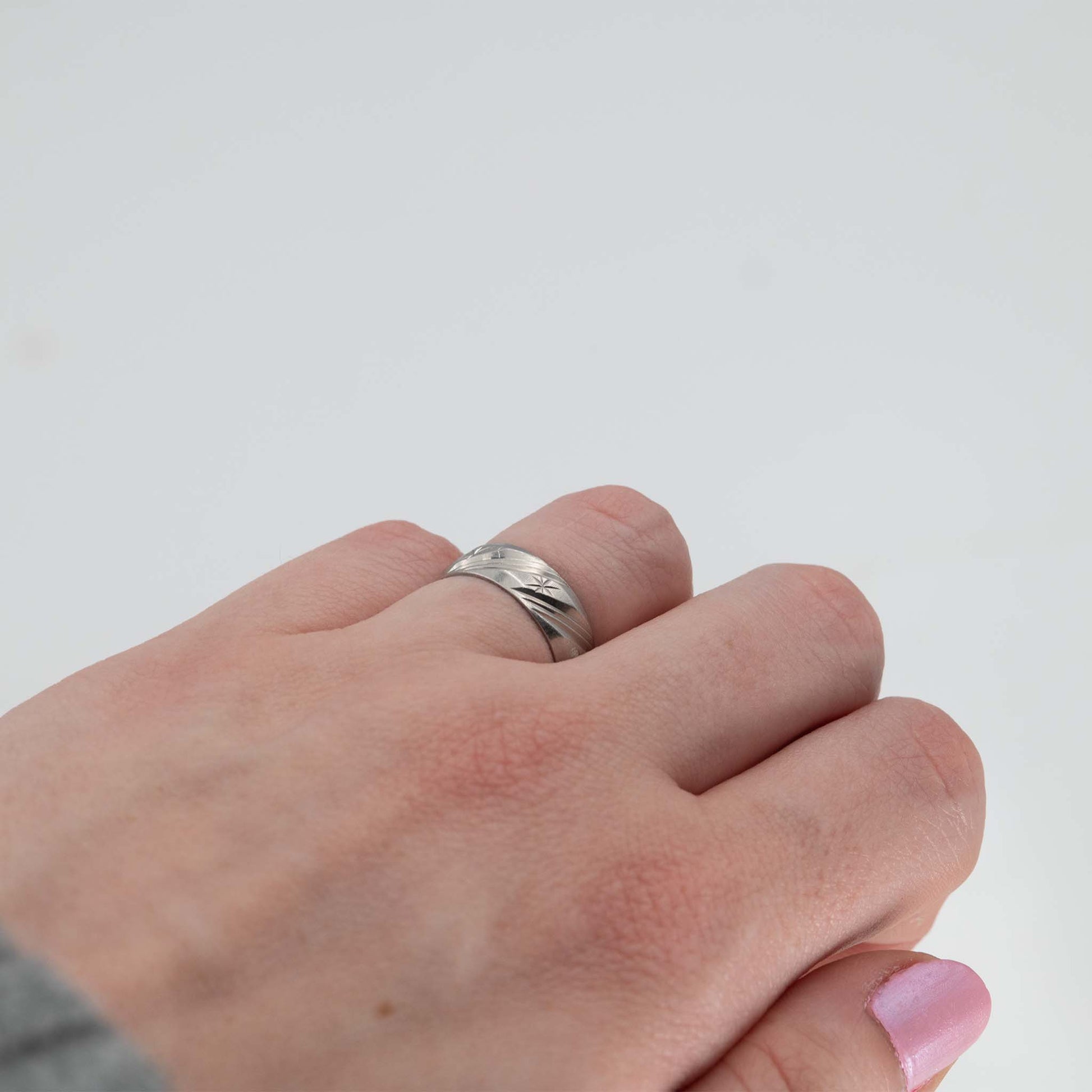 Contemporary Platinum Wedding Band, circa 1970 - Friar House