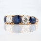 Victorian 18ct Yellow Gold Sapphire and Diamond Five Stone Ring