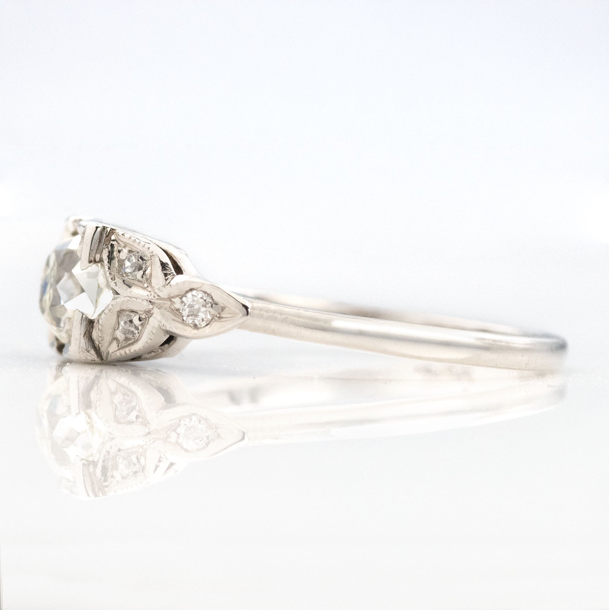 Art Deco Platinum Diamond Square Set Solitaire Ring- Friar House