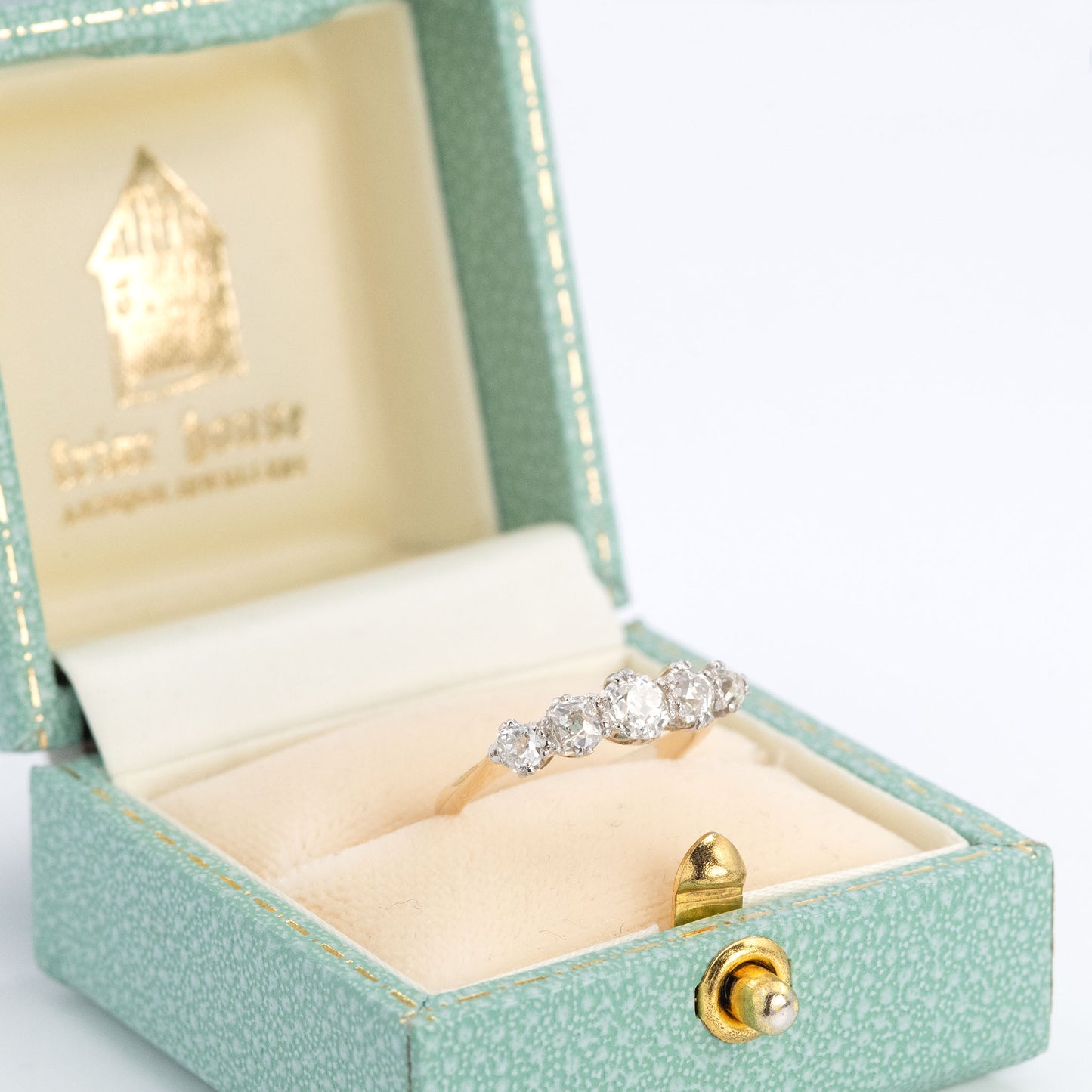 Art Deco 18ct Yellow Gold Diamond Five Stone Ring