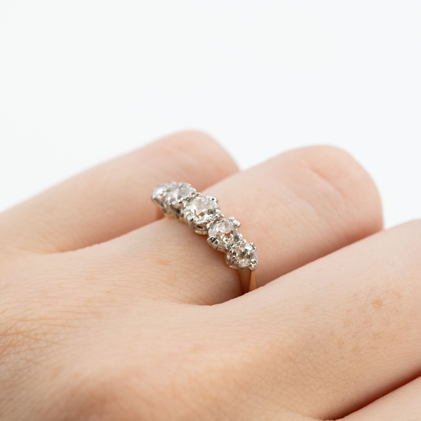 Art Deco 18ct Yellow Gold Diamond Five Stone Ring