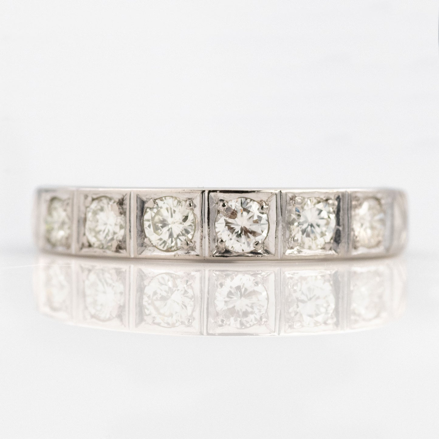 Vintage 18ct White Gold Diamond Half Eternity Ring