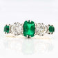 Art Deco Platinum Emerald and Diamond Five Stone Ring