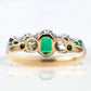 Art Deco Platinum Emerald and Diamond Five Stone Ring