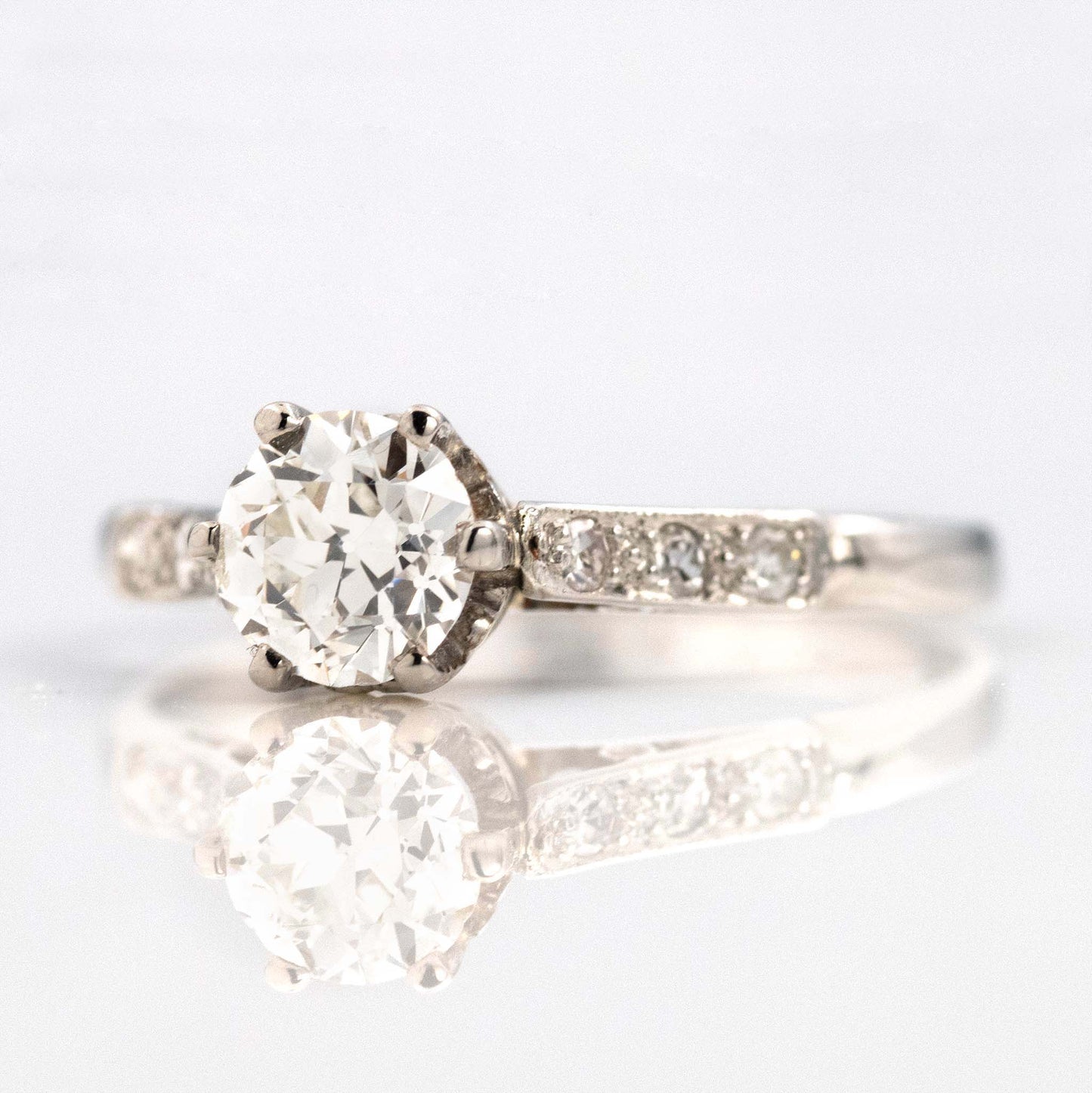 Art Deco Platinum Diamond Solitaire Engagement Ring