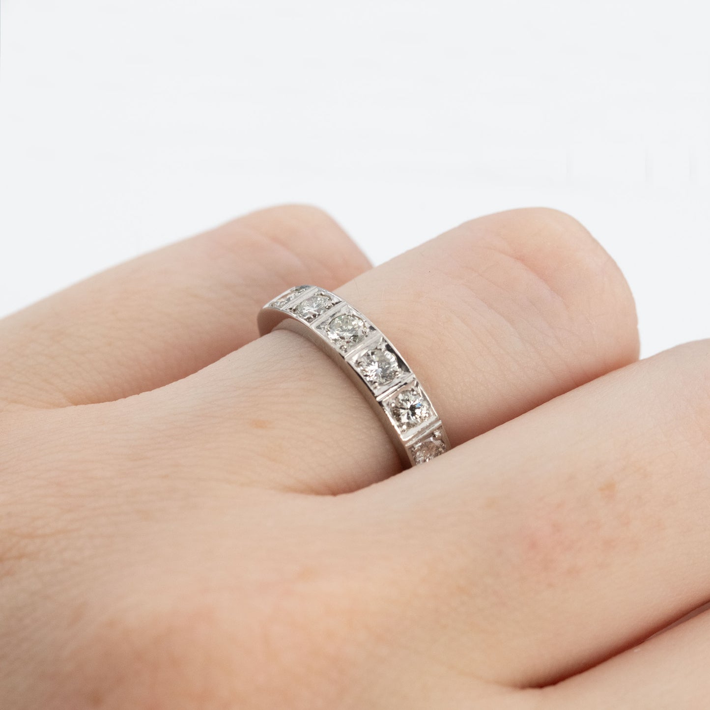 Vintage 18ct White Gold Diamond Half Eternity Ring