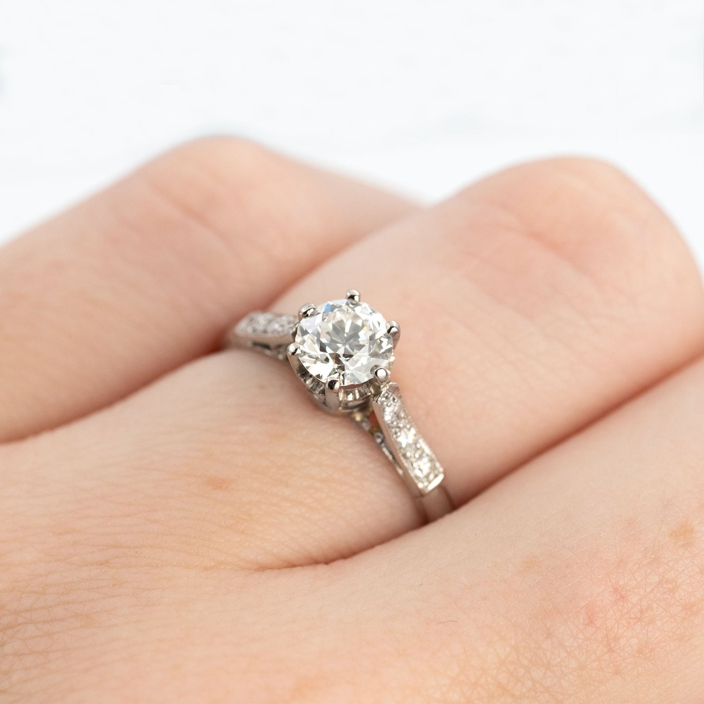 Art Deco Platinum Diamond Solitaire Engagement Ring