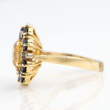 Vintage 18ct Yellow Gold Yellow and Blue Sapphire Cluster Ring