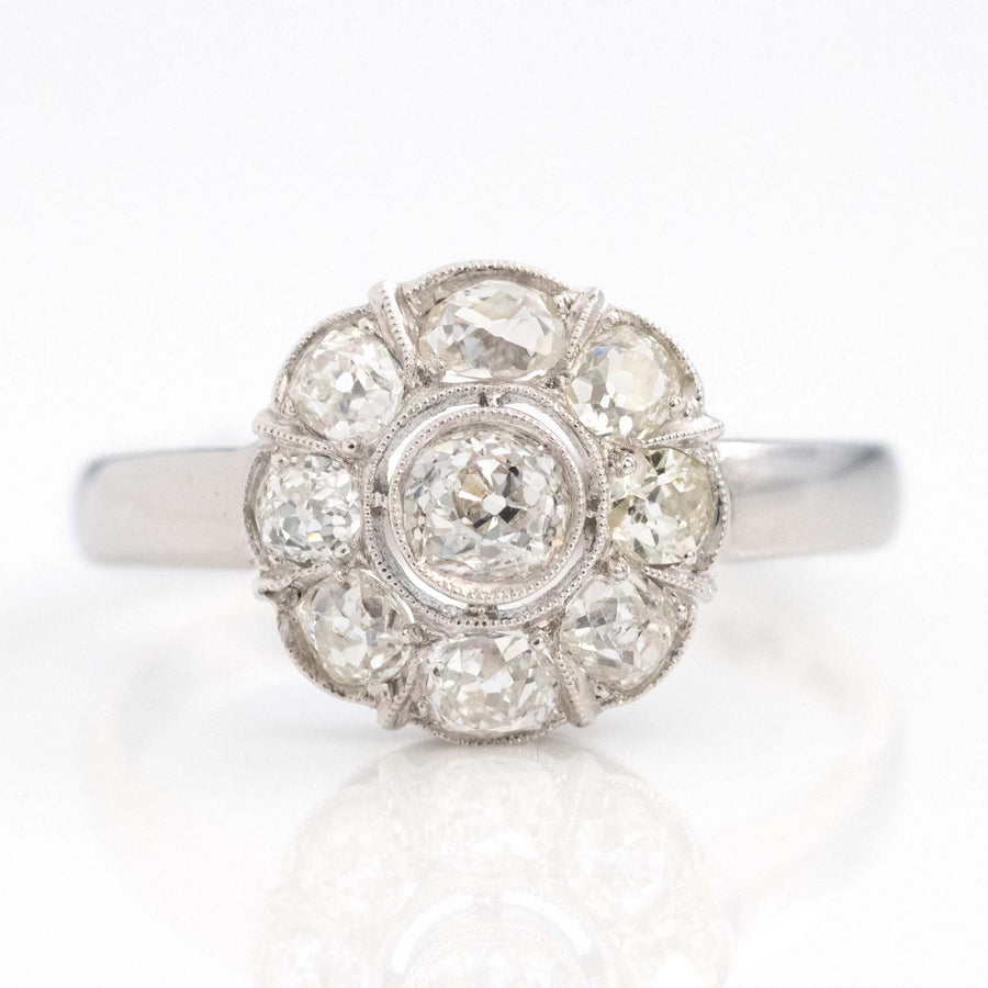 Vintage 18ct White Gold Diamond Cluster Ring