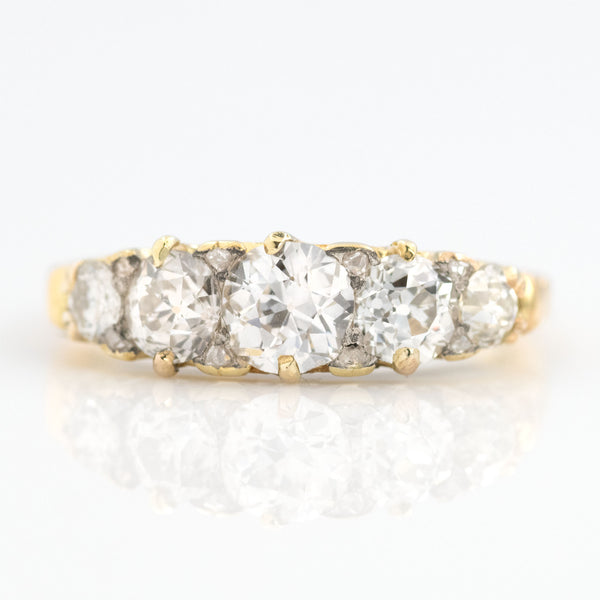 Victorian 18ct Yellow Gold Diamond Five Stone Ring