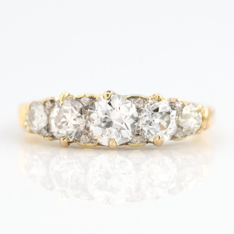 Victorian 18ct Yellow Gold Diamond Five Stone Ring