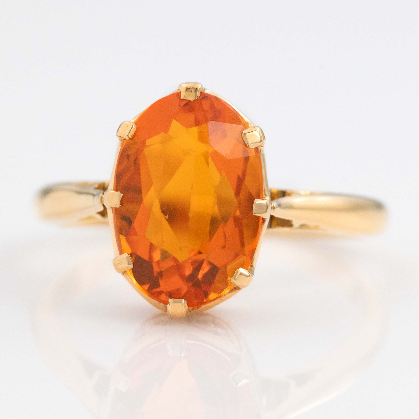 Art Deco 18ct Yellow Gold Fire Opal Solitaire Ring
