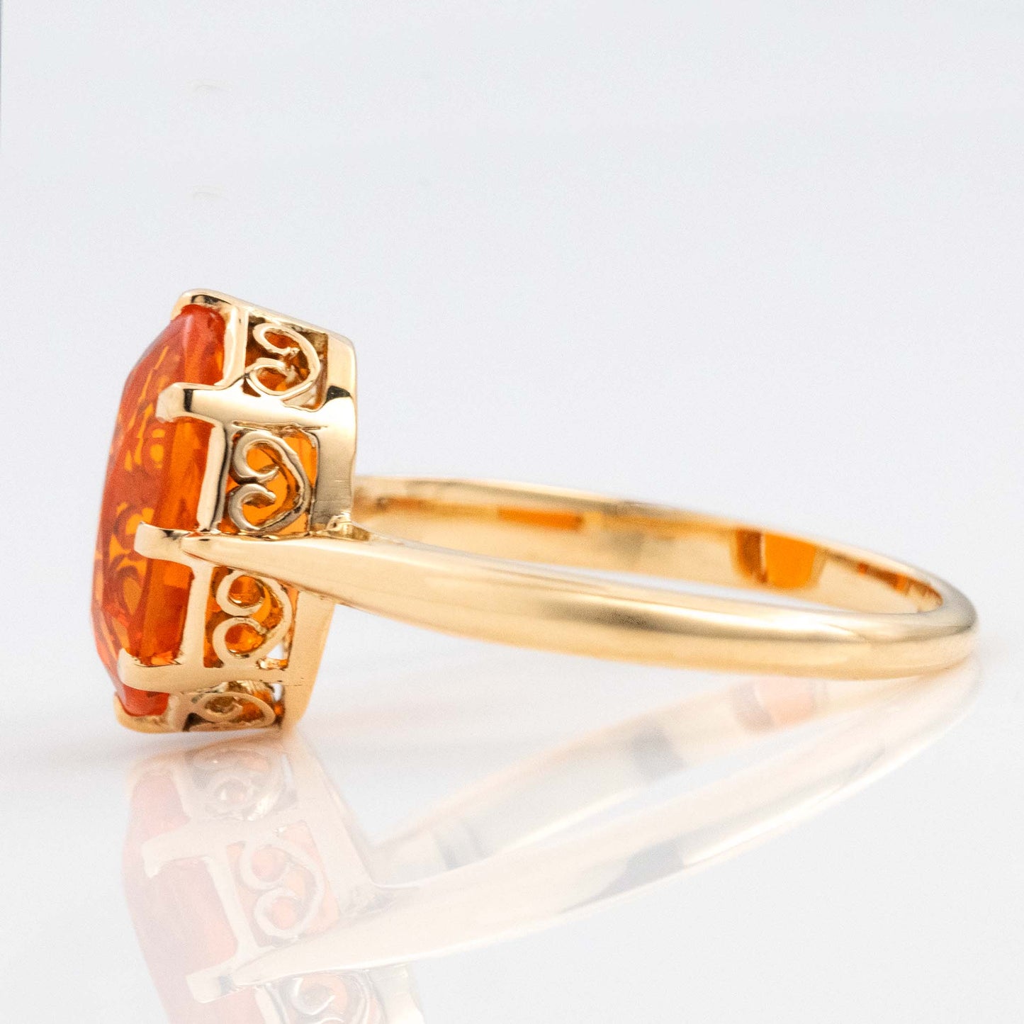 Art Deco 18ct Yellow Gold Fire Opal Solitaire Ring