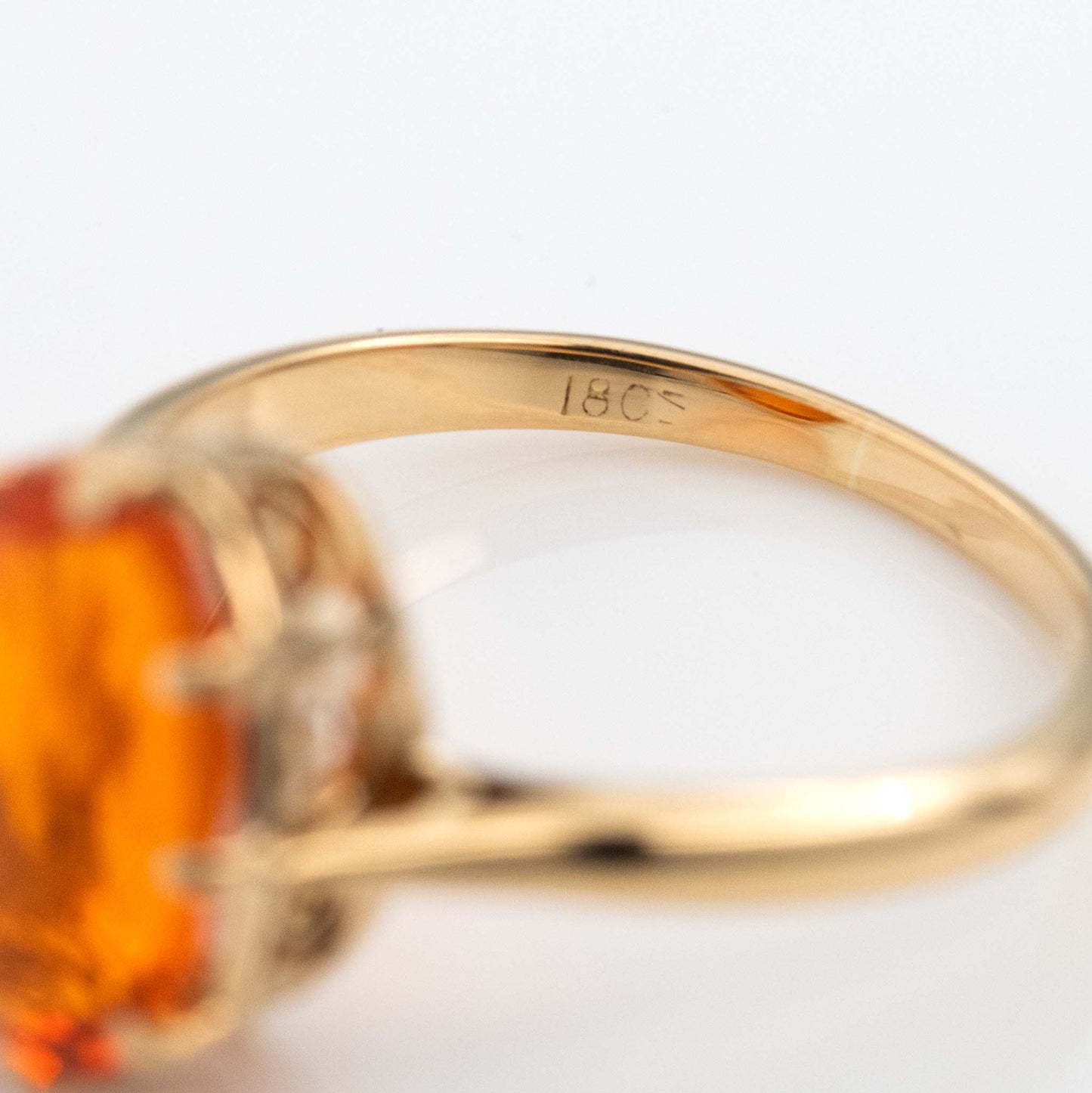Art Deco 18ct Yellow Gold Fire Opal Solitaire Ring