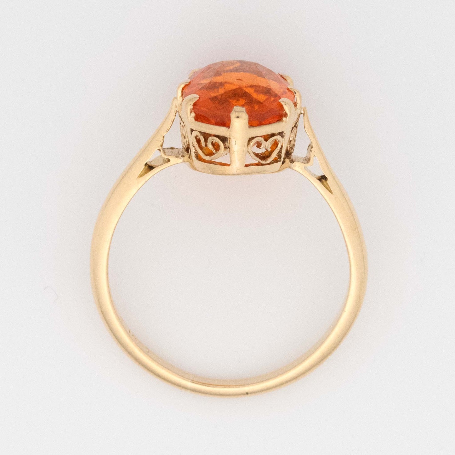 Art Deco 18ct Yellow Gold Fire Opal Solitaire Ring