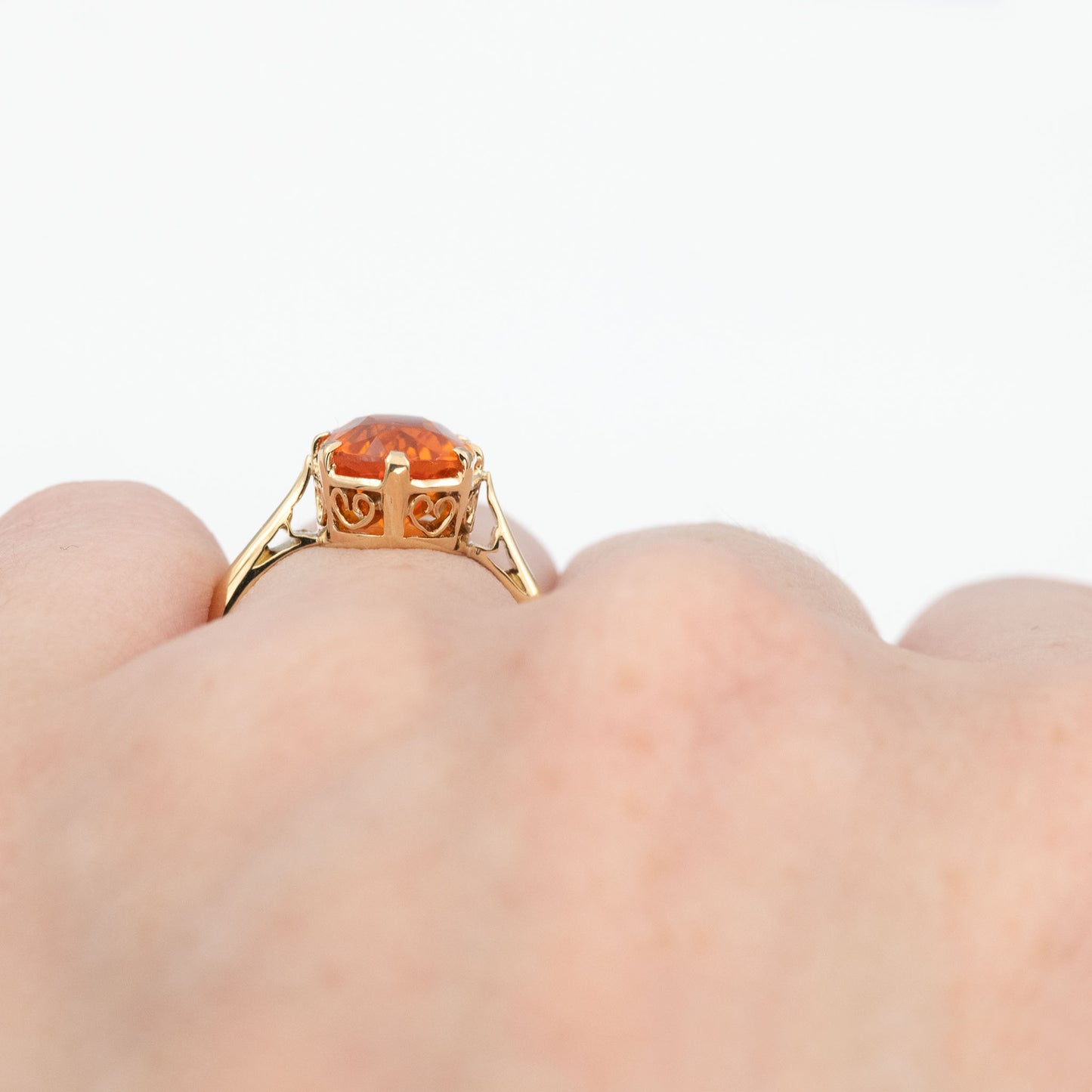 Art Deco 18ct Yellow Gold Fire Opal Solitaire Ring
