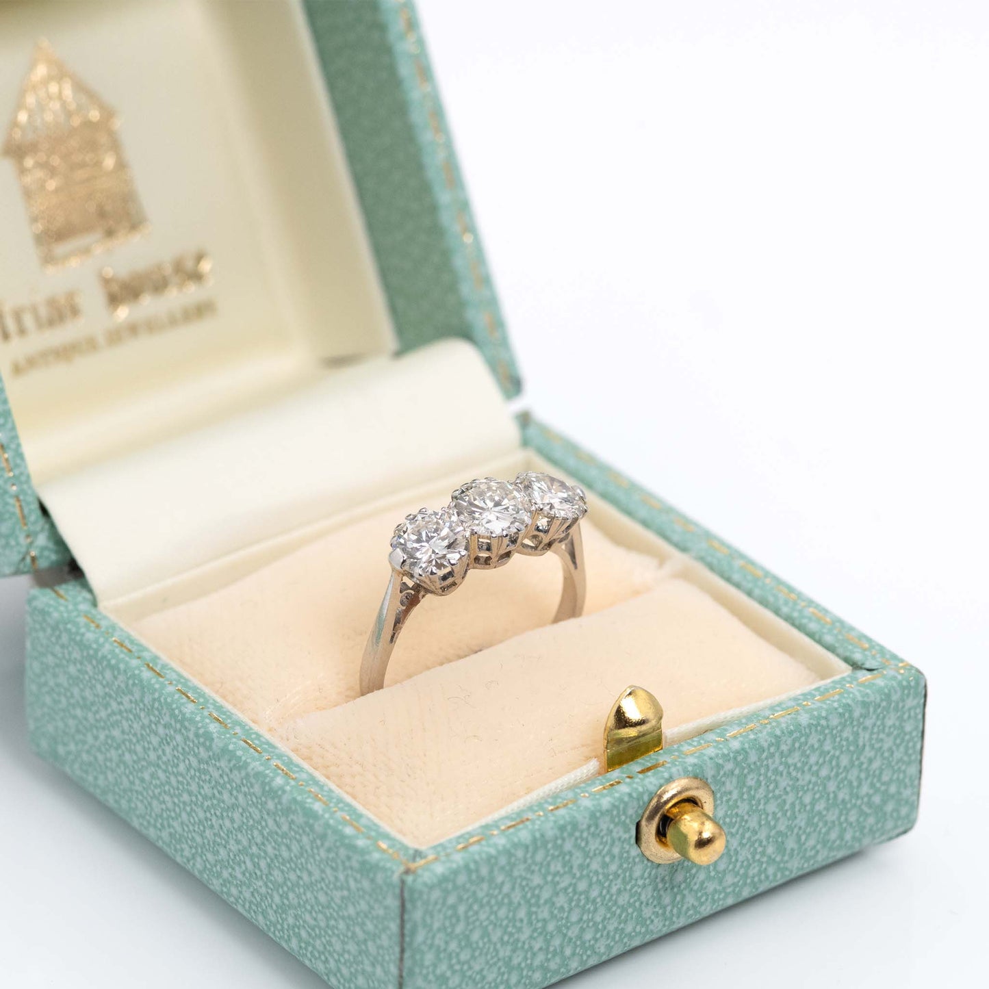 Vintage 18ct White Gold 1.80 Carat Diamond Three Stone Ring - Friar House