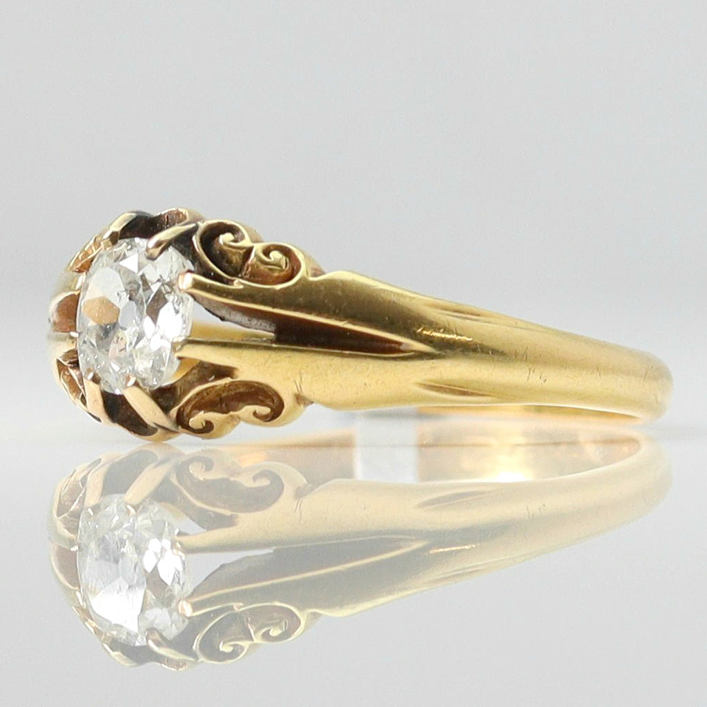 Edwardian 18ct Yellow Gold Diamond Belcher Ring - Friar House