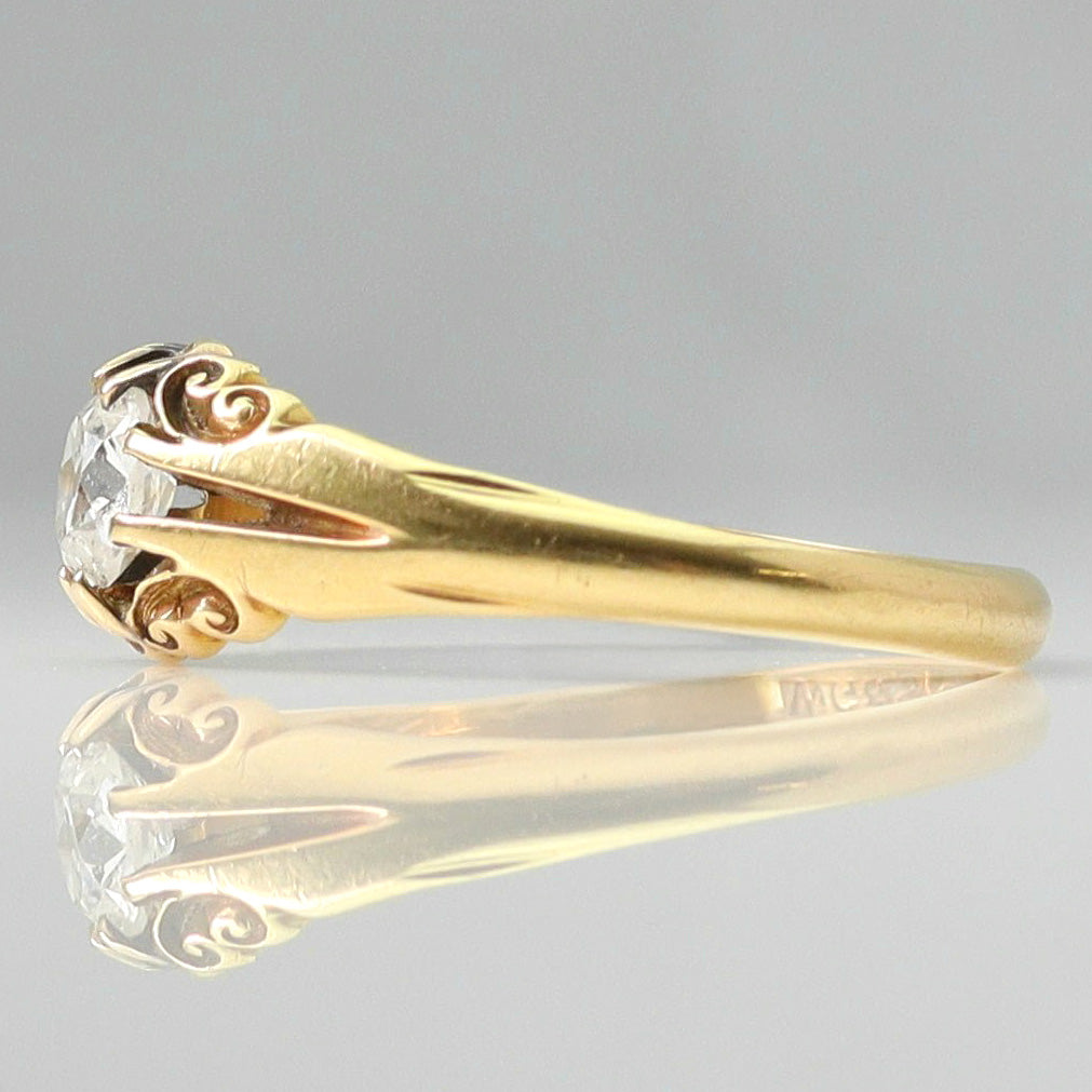Edwardian 18ct Yellow Gold Diamond Belcher Ring - Friar House