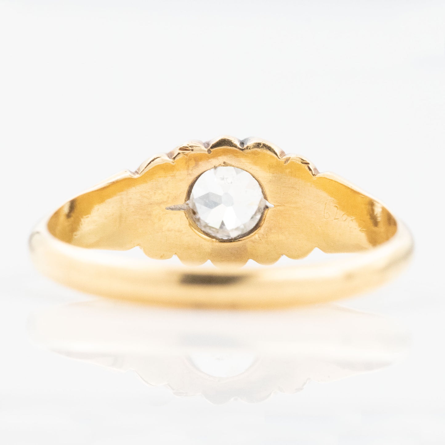 Edwardian 18ct Yellow Gold Diamond Belcher Ring - Friar House Antique Jewellery