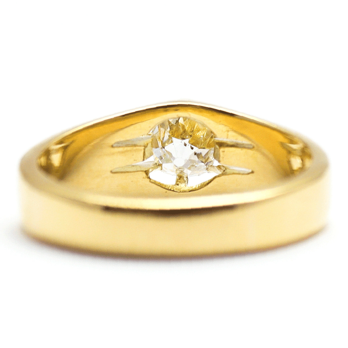 Edwardian 18ct Yellow Gold Gentleman's Diamond Belcher Ring - Friar House