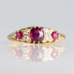Edwardian 18ct Yellow Gold Ruby Diamond Three Stone Ring - Friar House