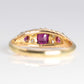 Edwardian 18ct Yellow Gold Ruby Diamond Three Stone Ring - Friar House