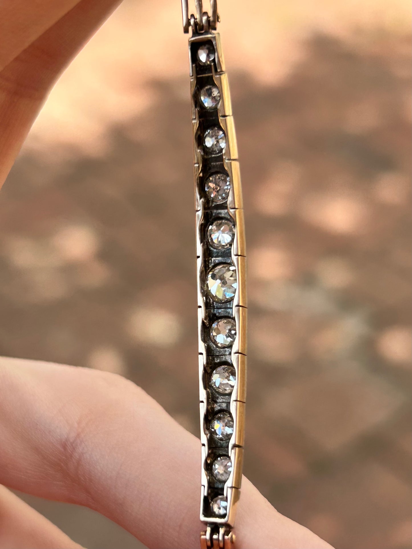 Edwardian 15ct Yellow Gold Diamond Bracelet