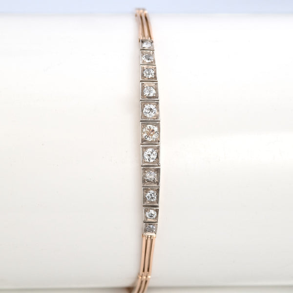 Victorian 14ct Yellow Gold Diamond Panel Bracelet - Friar House