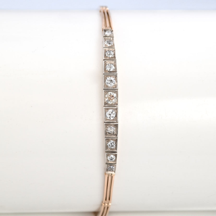 Victorian 14ct Yellow Gold Diamond Panel Bracelet - Friar House
