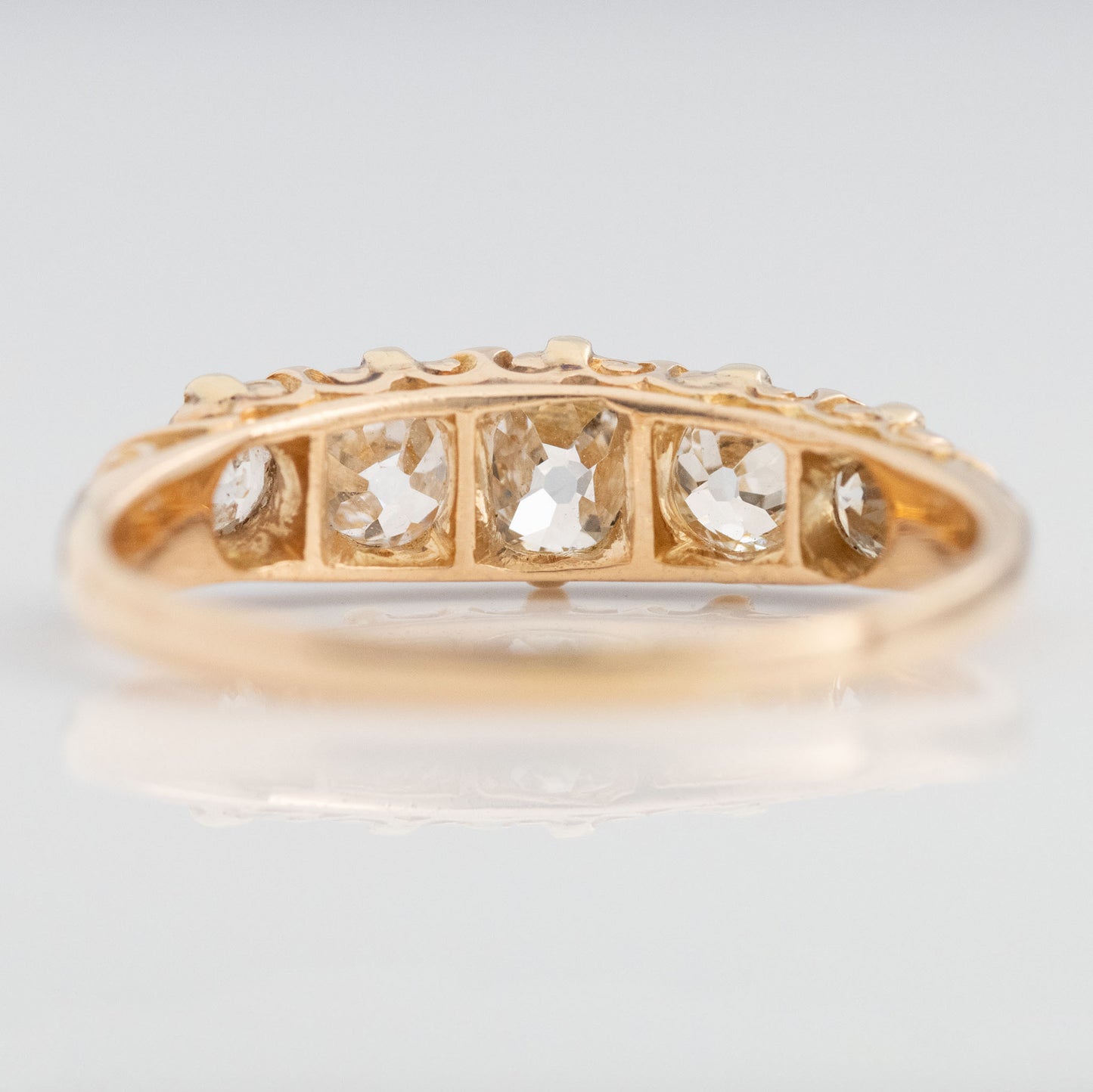Victorian 18ct Yellow Gold 1.40 Carat Diamond Five Stone Ring - Friar House Antique Jewellery