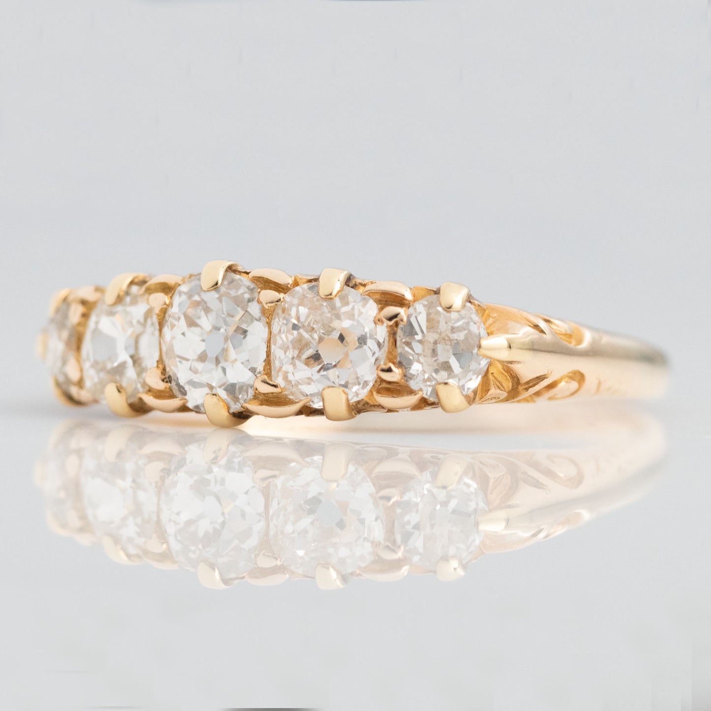 Victorian 18ct Yellow Gold 1.40 Carat Diamond Five Stone Ring - Friar House Antique Jewellery