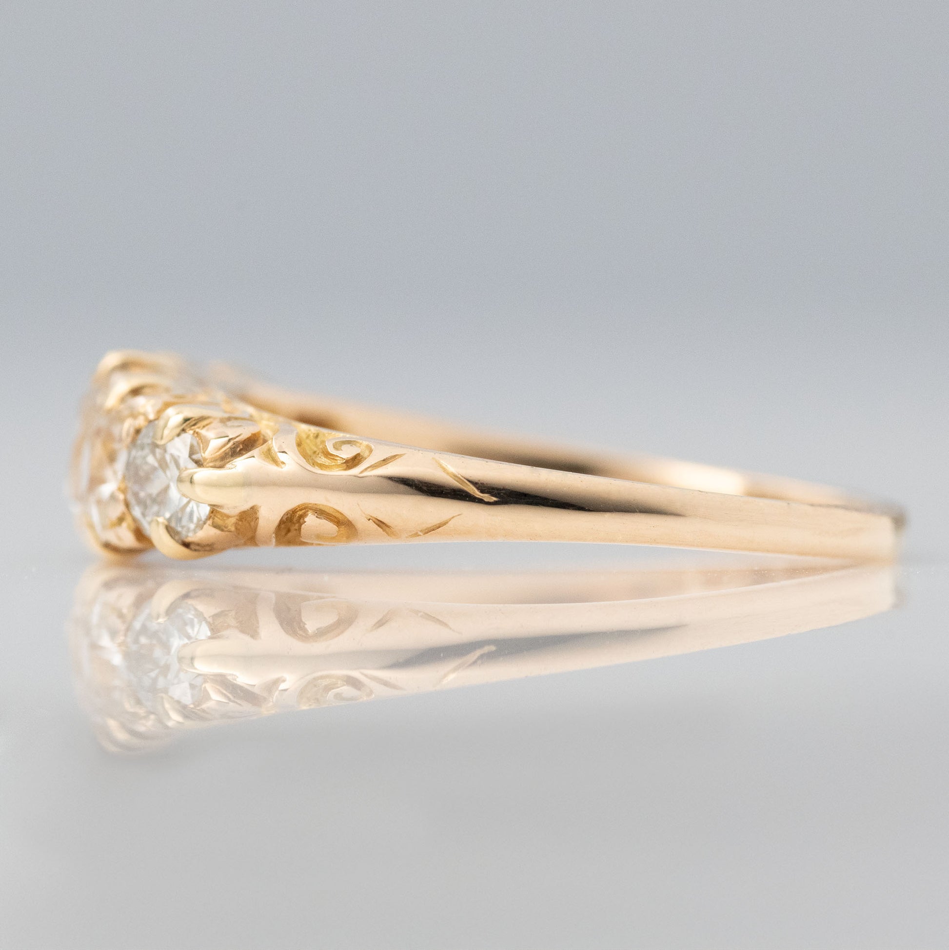 Victorian 18ct Yellow Gold 1.40 Carat Diamond Five Stone Ring - Friar House Antique Jewellery