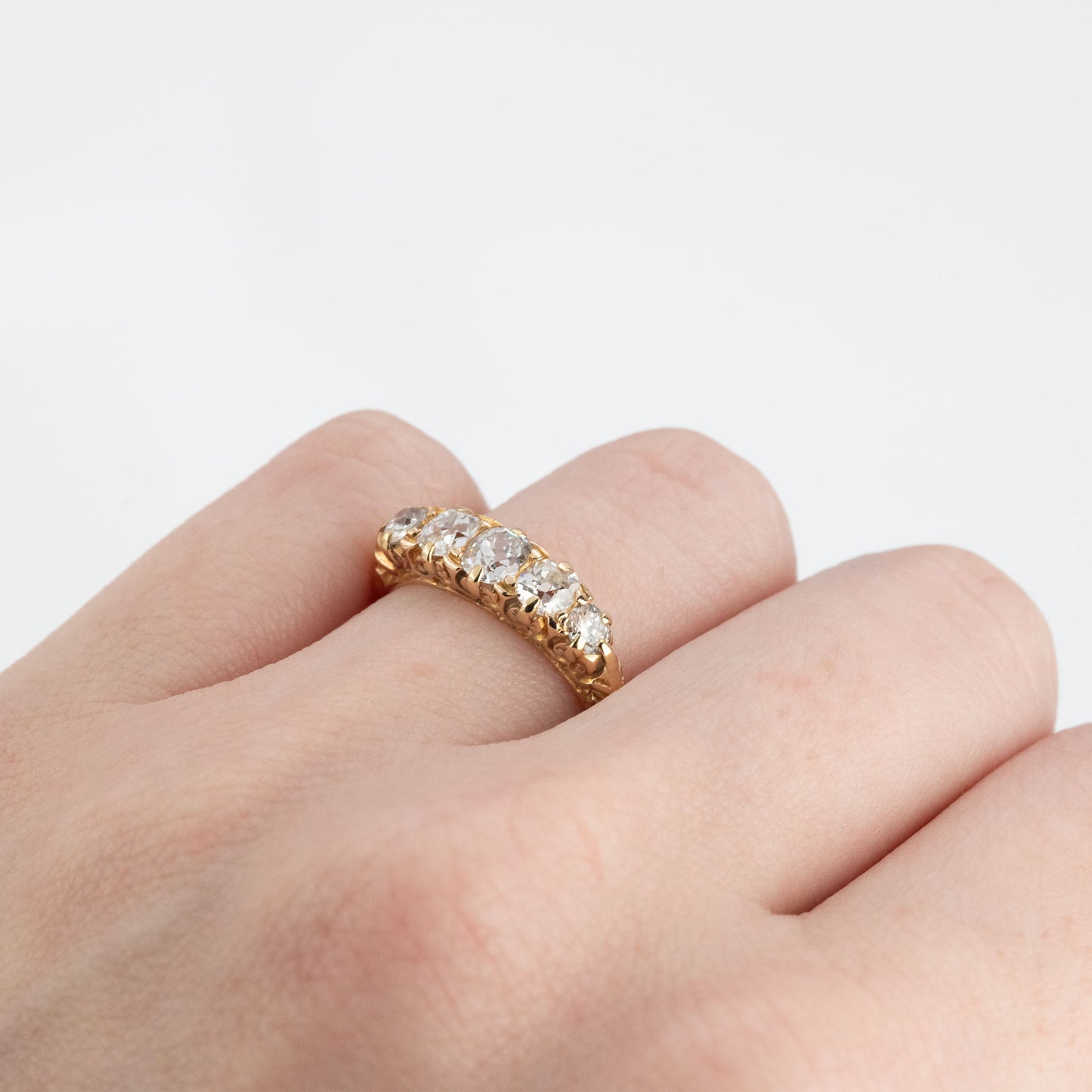 Victorian 18ct Yellow Gold 1.40 Carat Diamond Five Stone Ring - Friar House Antique Jewellery