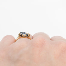 Victorian 18ct Yellow Gold Sapphire Diamond Cluster Ring - Friar House Antique Jewellery