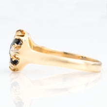Victorian 18ct Yellow Gold Sapphire Diamond Cluster Ring - Friar House Antique Jewellery