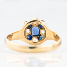 Victorian 18ct Yellow Gold Sapphire Diamond Cluster Ring - Friar House Antique Jewellery