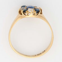 Victorian 18ct Yellow Gold Sapphire Diamond Cluster Ring - Friar House Antique Jewellery