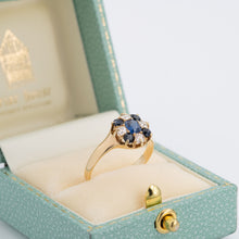 Victorian 18ct Yellow Gold Sapphire Diamond Cluster Ring - Friar House Antique Jewellery