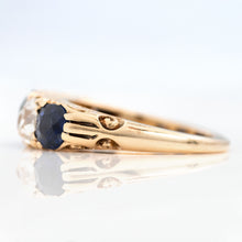 Victorian 18ct Yellow Gold Sapphire and Diamond Five Stone Ring - Friar House