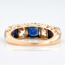 Victorian 18ct Yellow Gold Sapphire and Diamond Five Stone Ring - Friar House