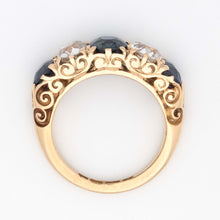 Victorian 18ct Yellow Gold Sapphire and Diamond Five Stone Ring - Friar House