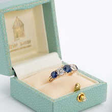 Victorian 18ct Yellow Gold Sapphire and Diamond Five Stone Ring - Friar House