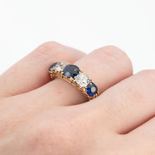 Victorian 18ct Yellow Gold Sapphire and Diamond Five Stone Ring - Friar House