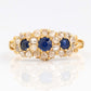 Victorian 18ct Yellow Gold Sapphire and Diamond Triple Cluster Ring - Friar House