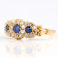 Victorian 18ct Yellow Gold Sapphire and Diamond Triple Cluster Ring - Friar House