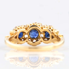 Victorian 18ct Yellow Gold Sapphire and Diamond Triple Cluster Ring - Friar House