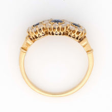 Victorian 18ct Yellow Gold Sapphire and Diamond Triple Cluster Ring - Friar House