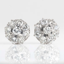 Vintage 14ct White Gold Diamond Cluster Earrings - Friar House