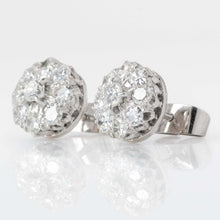 Vintage 14ct White Gold Diamond Cluster Earrings - Friar House